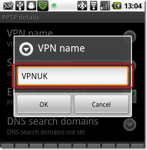 Setting up a VPN on Android - Part 8 - VPN Name