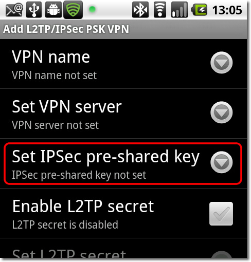 Setting up a VPN on Android - Part 11 - IPSEC key