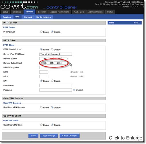 DD-WRT VPN Setup - Part 7 - Remote Subnet Mask