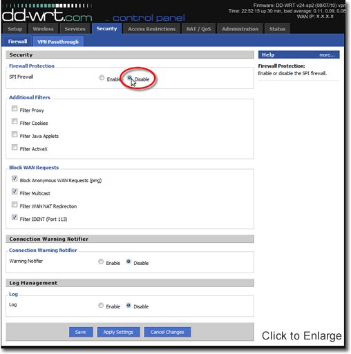 DD-WRT VPN Setup - Part 15 - Disable