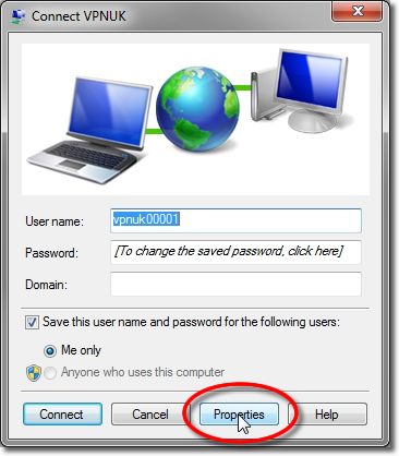 Setting up a VPN on Windows 7 - Part 11a - Click properties