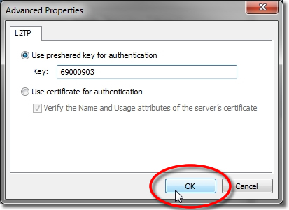 Setting up a VPN on Windows 7 - Part 16 - IPSec Key: 69000903