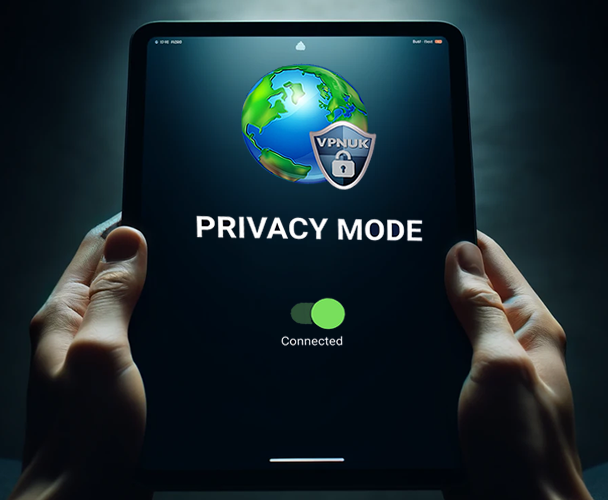 VPNUK Privacy Mode on tablet
