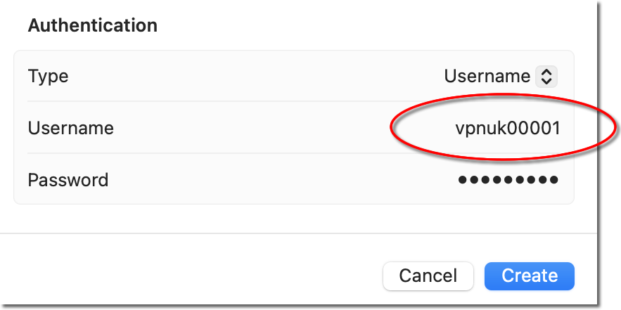 Enter your VPNUK VPN username