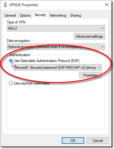 Remember credentials and Security tab