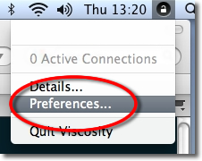 Click Viscosity icon in taskbar and select Preferences