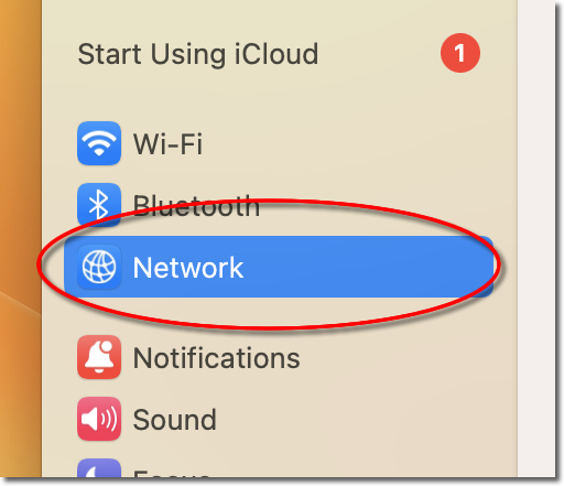 Select Network — macOS Ventura L2TP VPN